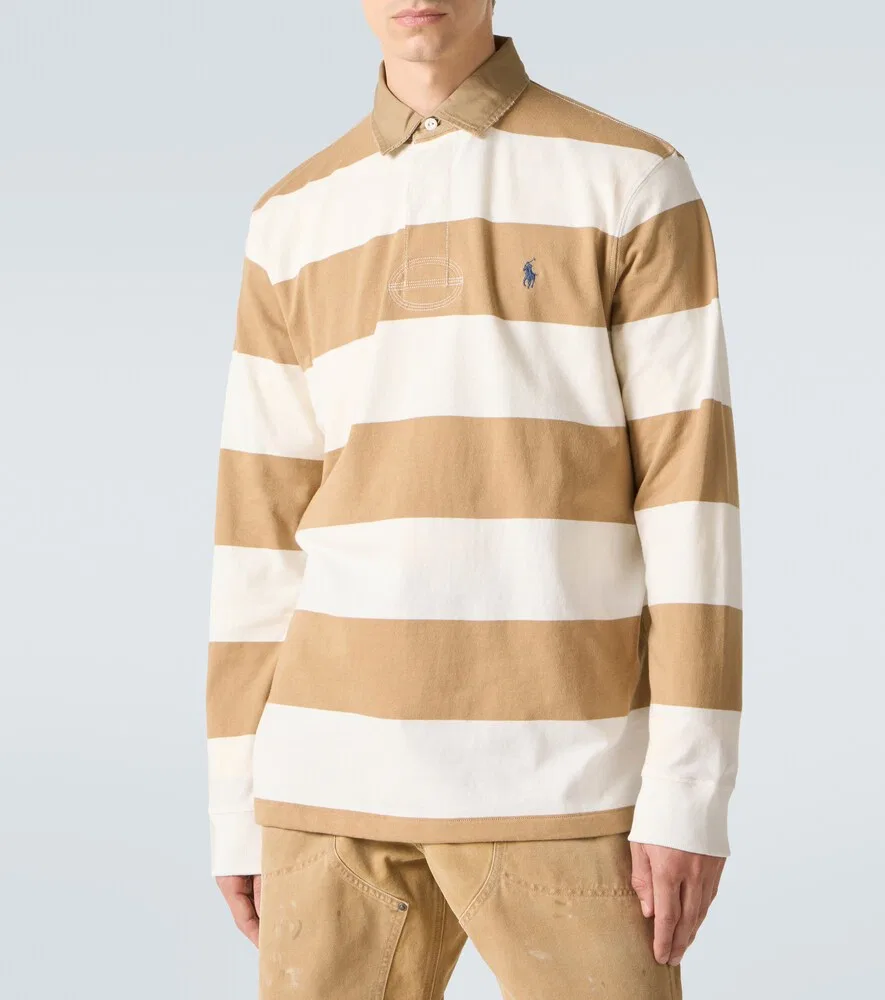 Полосатая хлопковая рубашка поло Polo Ralph Lauren, коричневый — фото 3