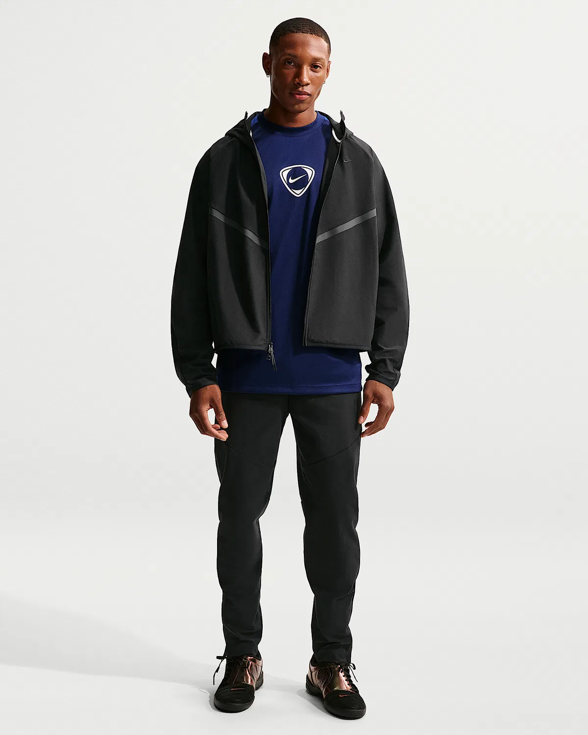 Мужская куртка-ветровка Shori Knit Full-Zip Windrunner Nike Tech, Black/Black — фото 4