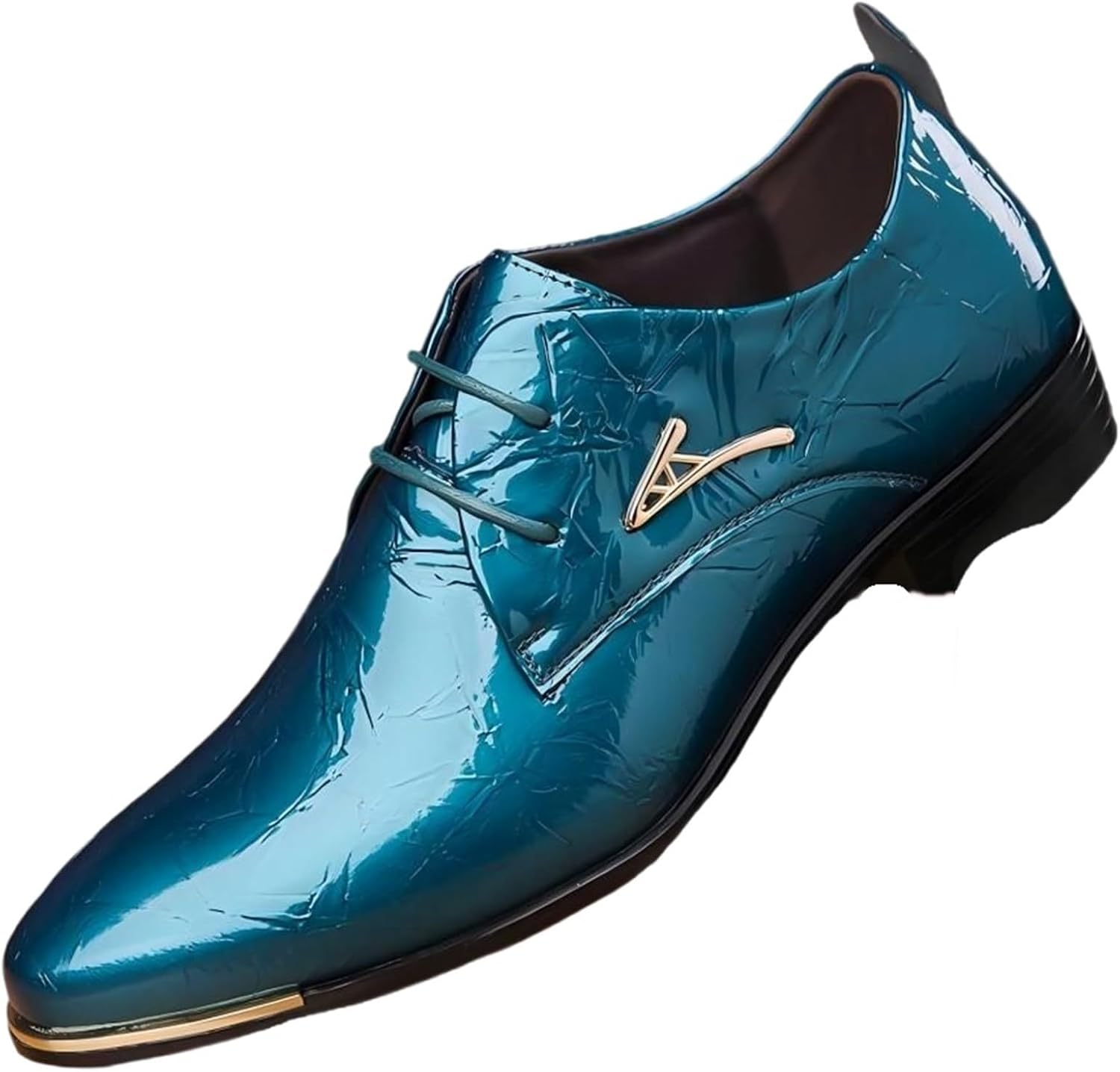 

Мужские оксфорды из лакированной кожи с массивным каблуком, резиновой подошвой, шнуровкой, с круглым носком, для деловых, формальных мероприятий, выпускного, дерби, повседневной ходьбы Generic, зеленый