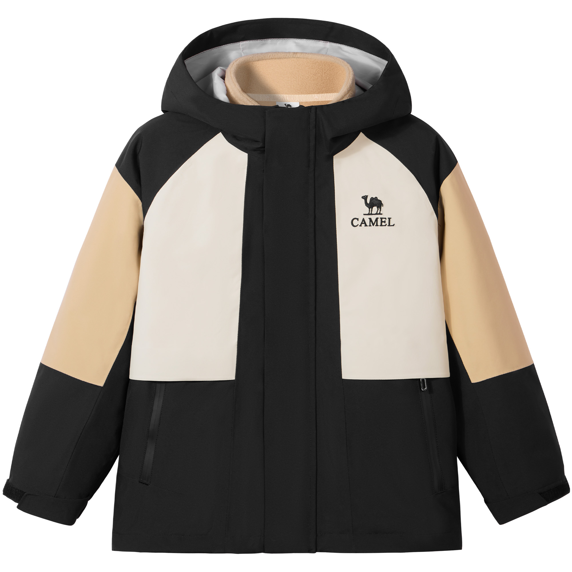 

Детская ветровка с капюшоном Moderate CAMEL, phantom черный/milk tea/rock wood коричневый
