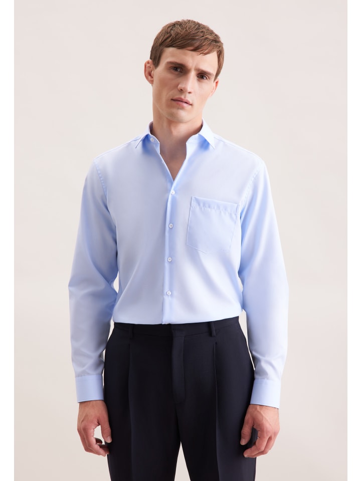 

Деловая рубашка, стандартного размера, светло-голубого цвета Seidensticker