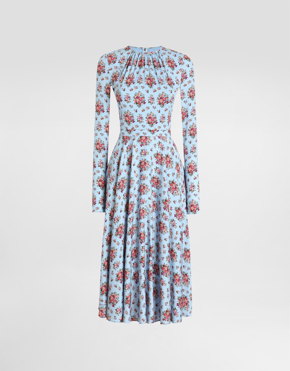 

Длинное платье из шармеза с принтом в виде маленьких букетиков цветов DOLCE & GABBANA, мультиколор