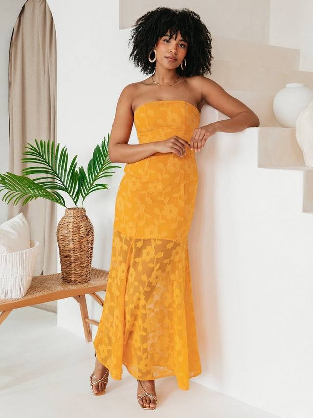 

Флоральный барет с прозрачным подолом бандо макси-платье Anaya With Love