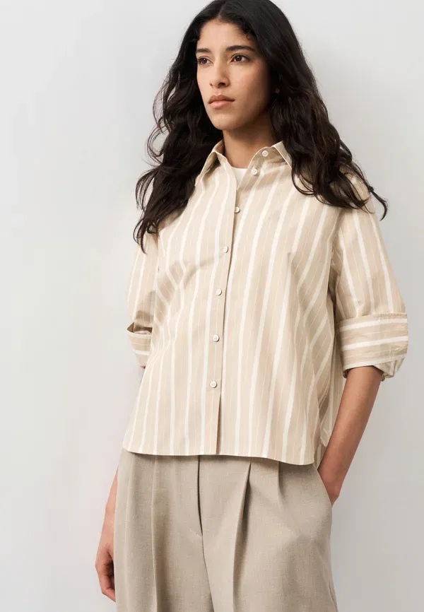 Блузка Bertyna monday button down blouse Boss, песочный бежевый