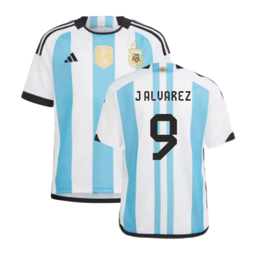 Футболка Argentina 2022 World Cup Winners Home - J Alvarez 9, синий
