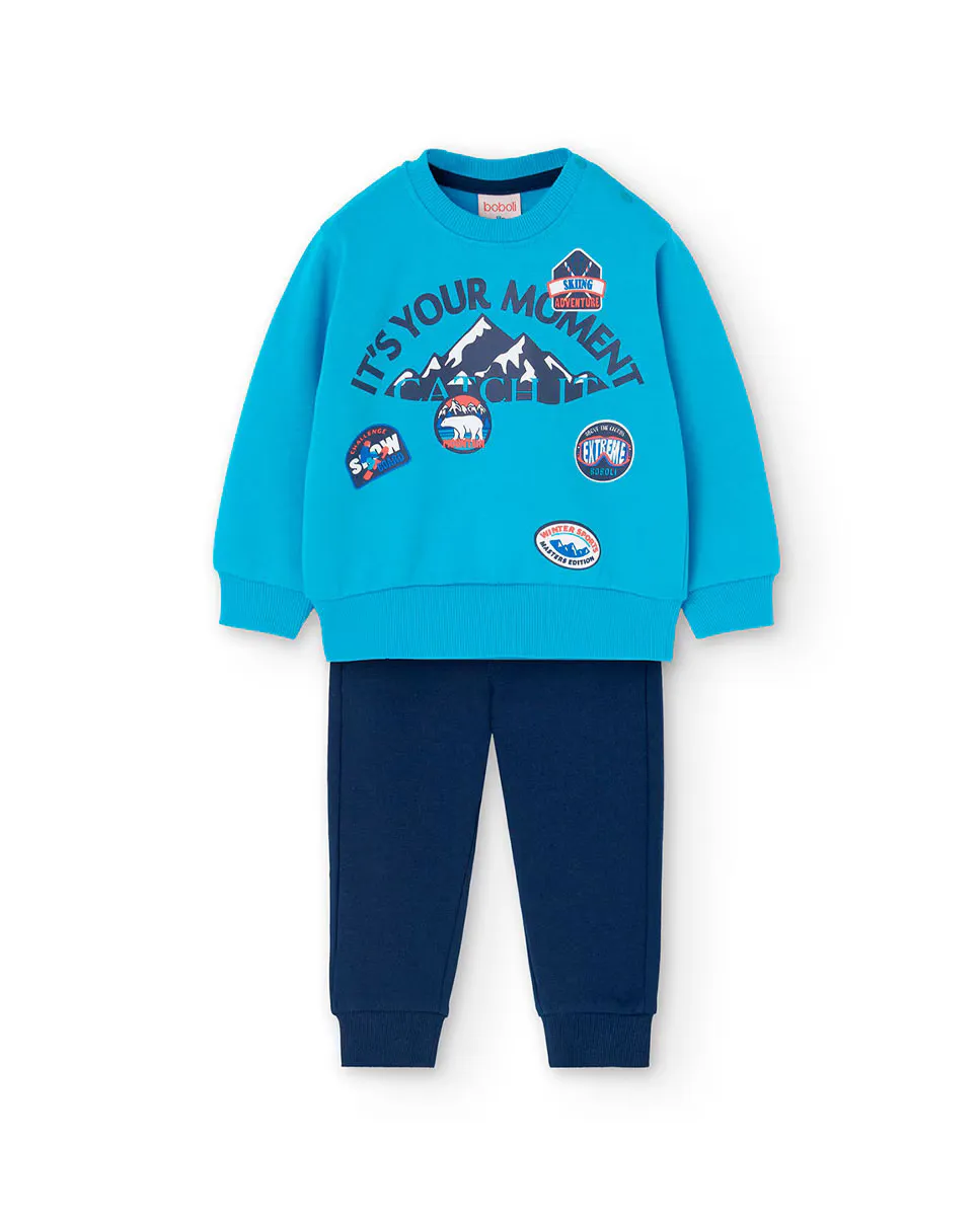 

Комплект для мальчика из толстовки и спортивных штанов Boboli, синий
