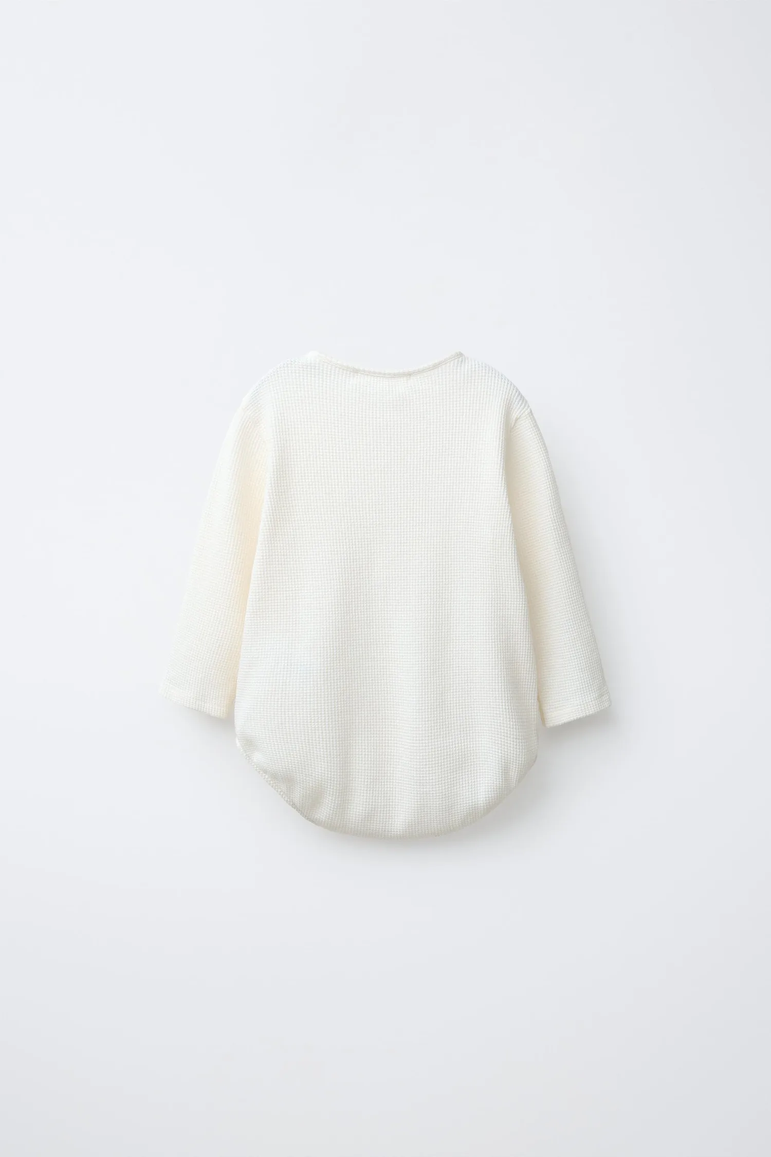 Боди henley из вафельной вязки Zara, экрю — фото 2
