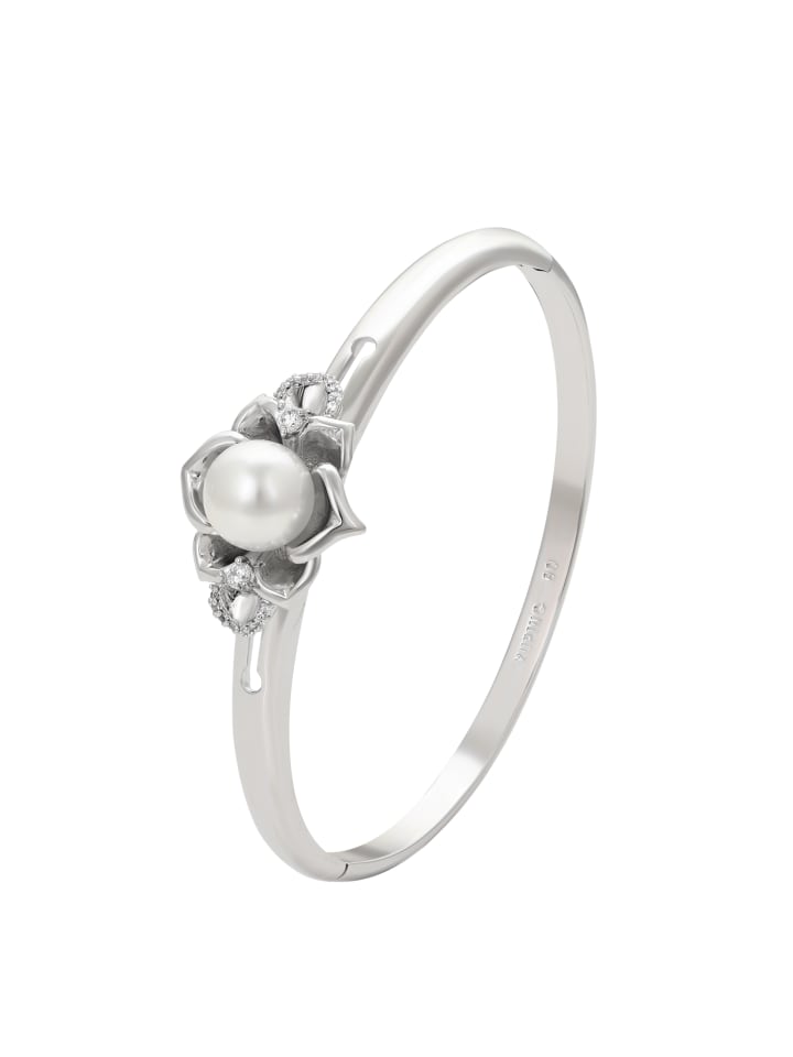 

Faina Женский браслет-манжета с цветочным мотивом, серебристо-белый