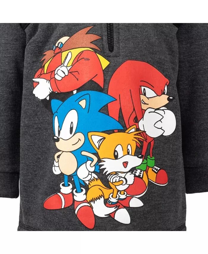 Флисовая толстовка на молнии с половиной молнии для мальчиков Sonic the Hedgehog Sega, серый — фото 4