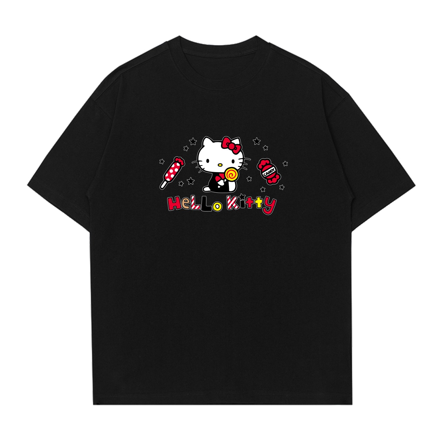 

Hello Kitty Hello Kitty 2025 летняя футболка Unisex Sanrio, черный