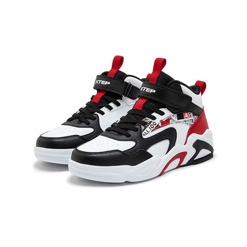 XTEP Street Play Slip Resistant Cushioning Abrasion Resistant High top детские скейтбординг кроссовки White Red Kids' — фото 3