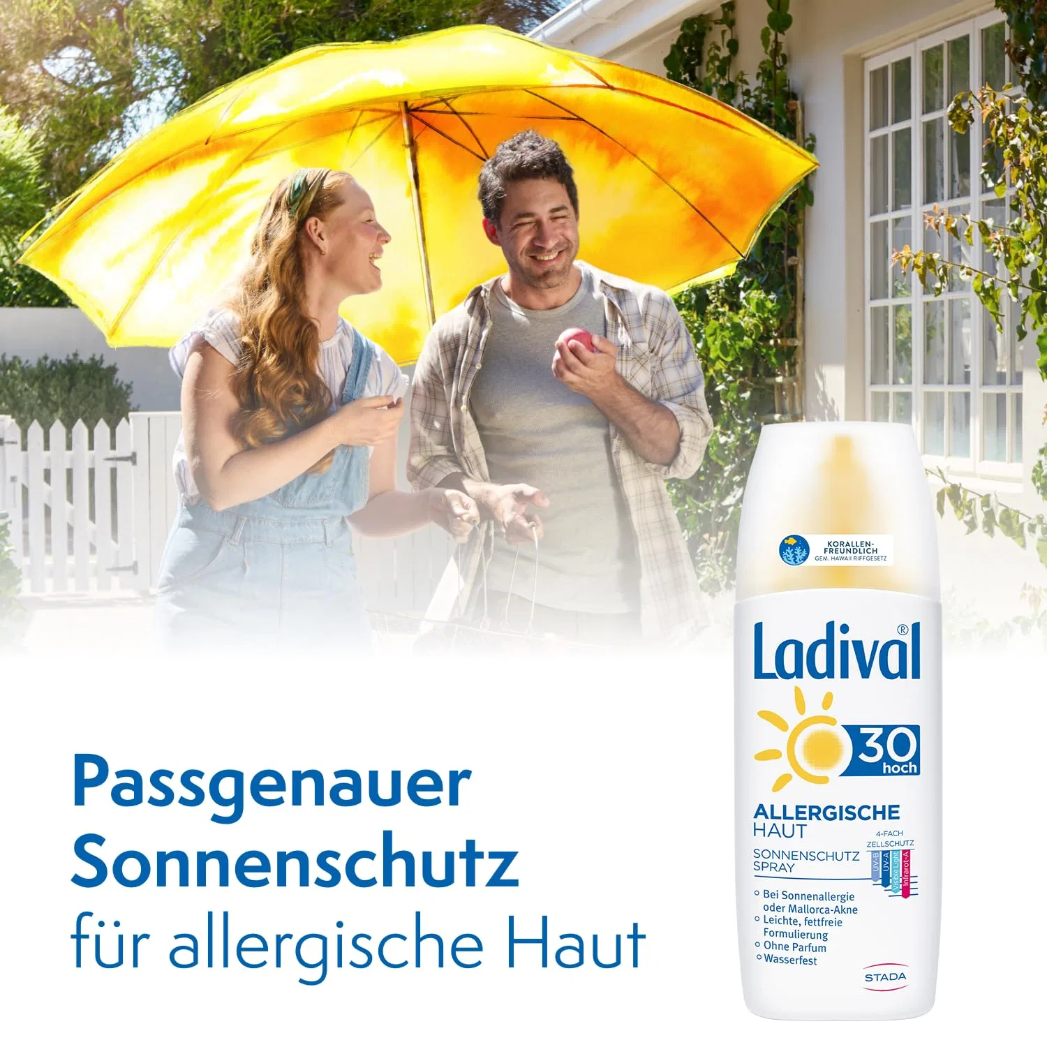 Солнцезащитный спрей Ladival Allergic Skin SPF 30 для аллергичной кожи, 2 x 150 мл Ladival