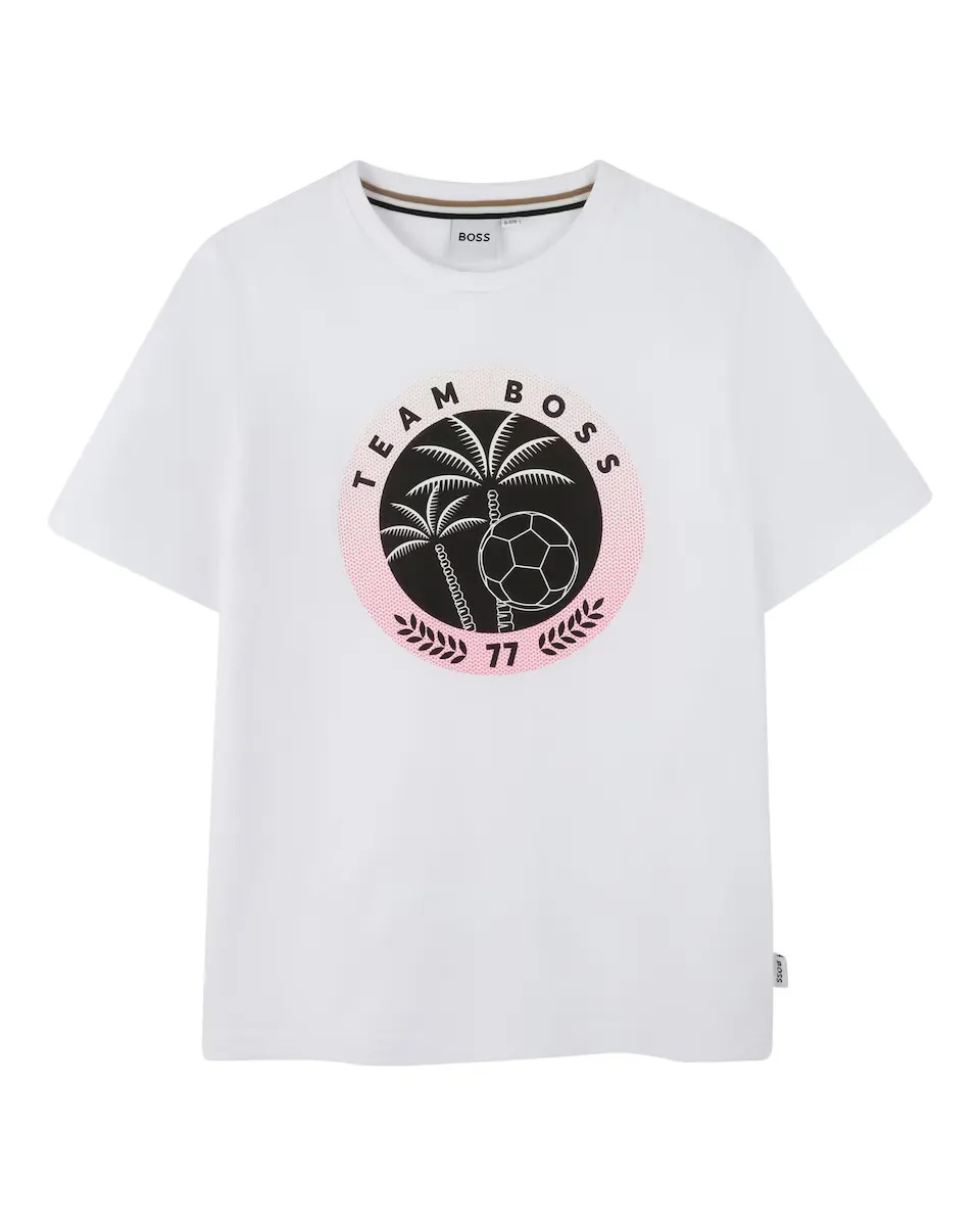 

Футболка для мальчика из белого хлопка BOSS Kidswear, белый