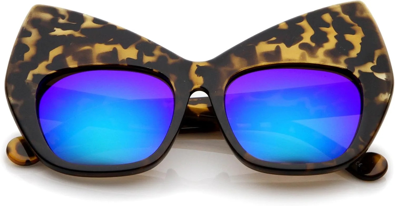 

Солнцезащитные очки zeroUV в массивной оправе с цветными зеркальными квадратными линзами, увеличенного размера «кошачий глаз», 49 мм, Tortoise / Green-blue Mirror