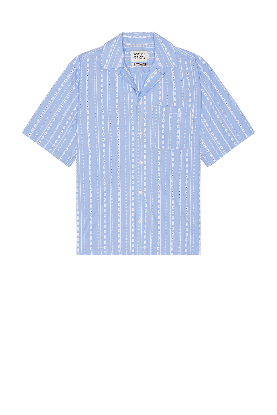 

Полосатая рубашка с короткими рукавами Scotch & Soda, sky blue