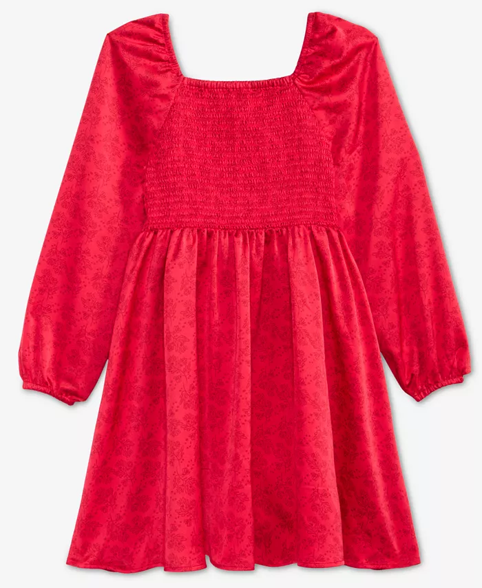 

Длинное платье с рукавами для девочек 5-20 лет из сатина со сборками Epic Threads, красный