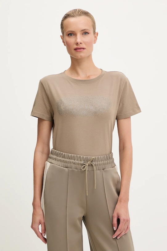 

Хлопковая футболка INGRID Guess, бежевый