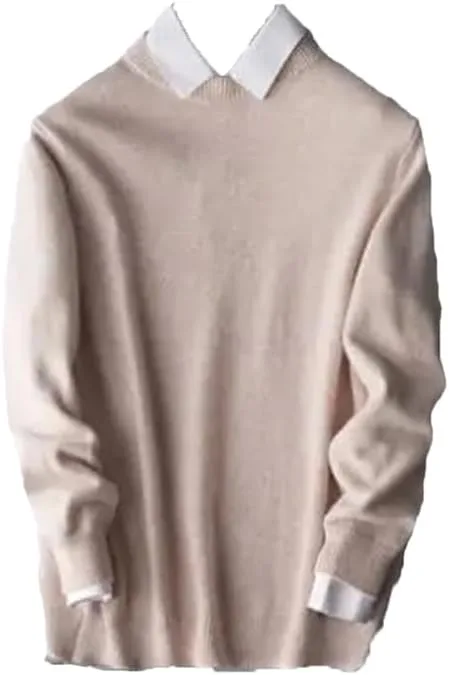 

Мужской свитер из кашемира и хлопка с длинными рукавами и круглым вырезом