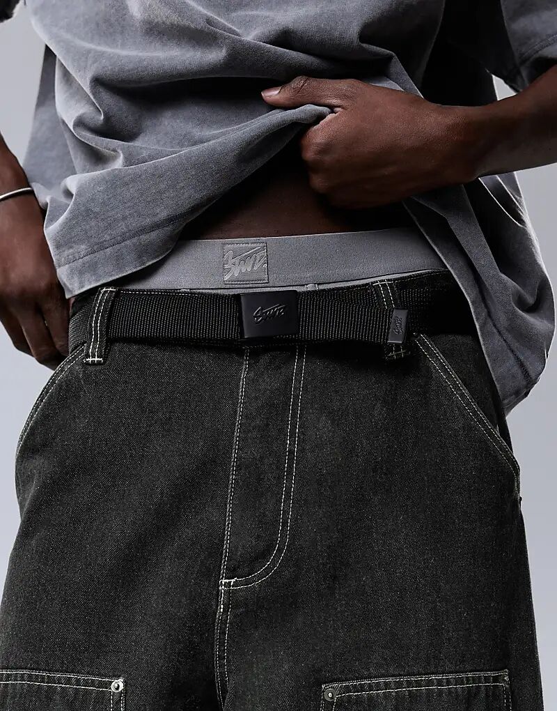 

Ремень из ткани Pull&Bear с черной пряжкой STWD черного цвета