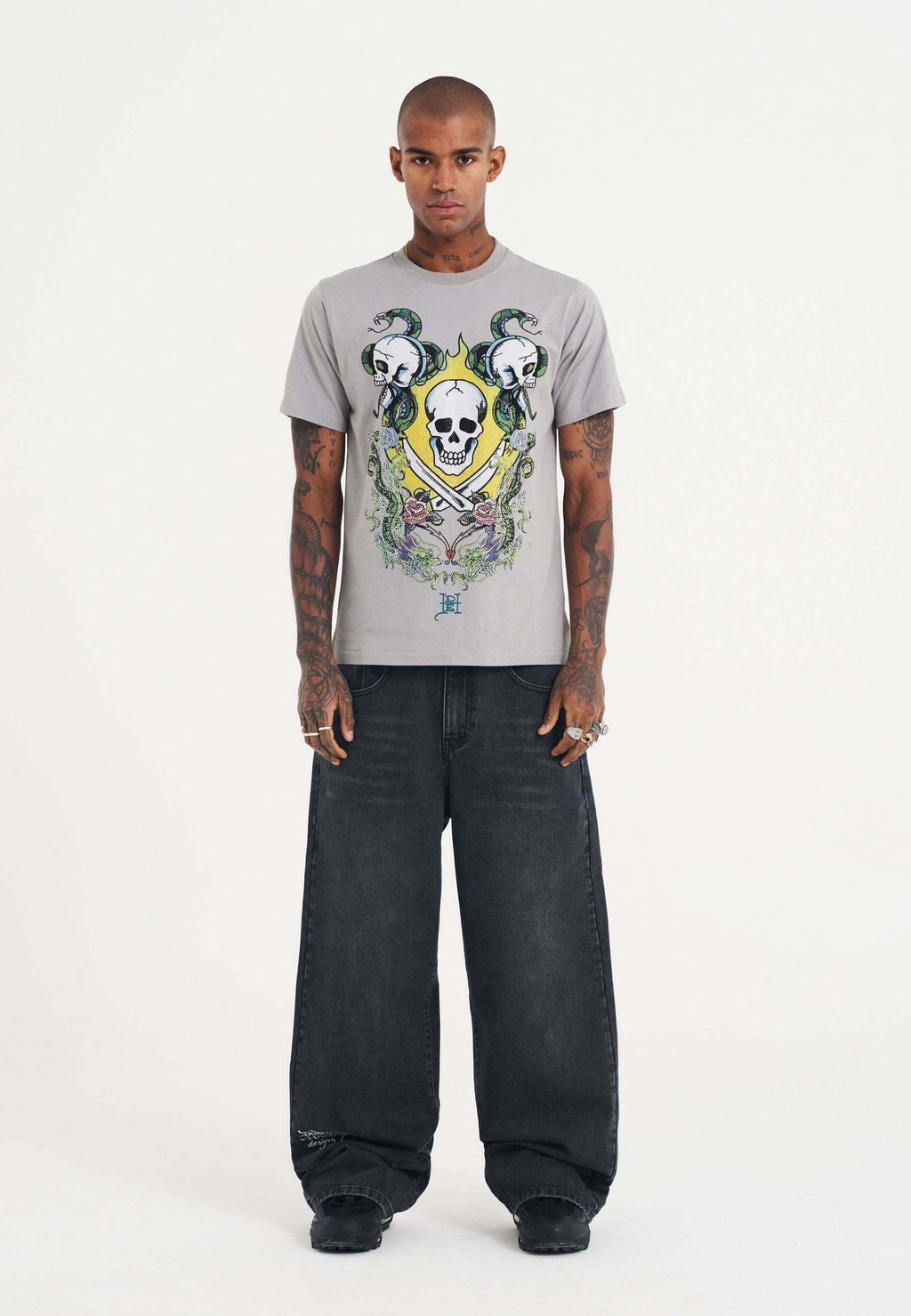 

Футболка с принтом Ed Hardy, серый