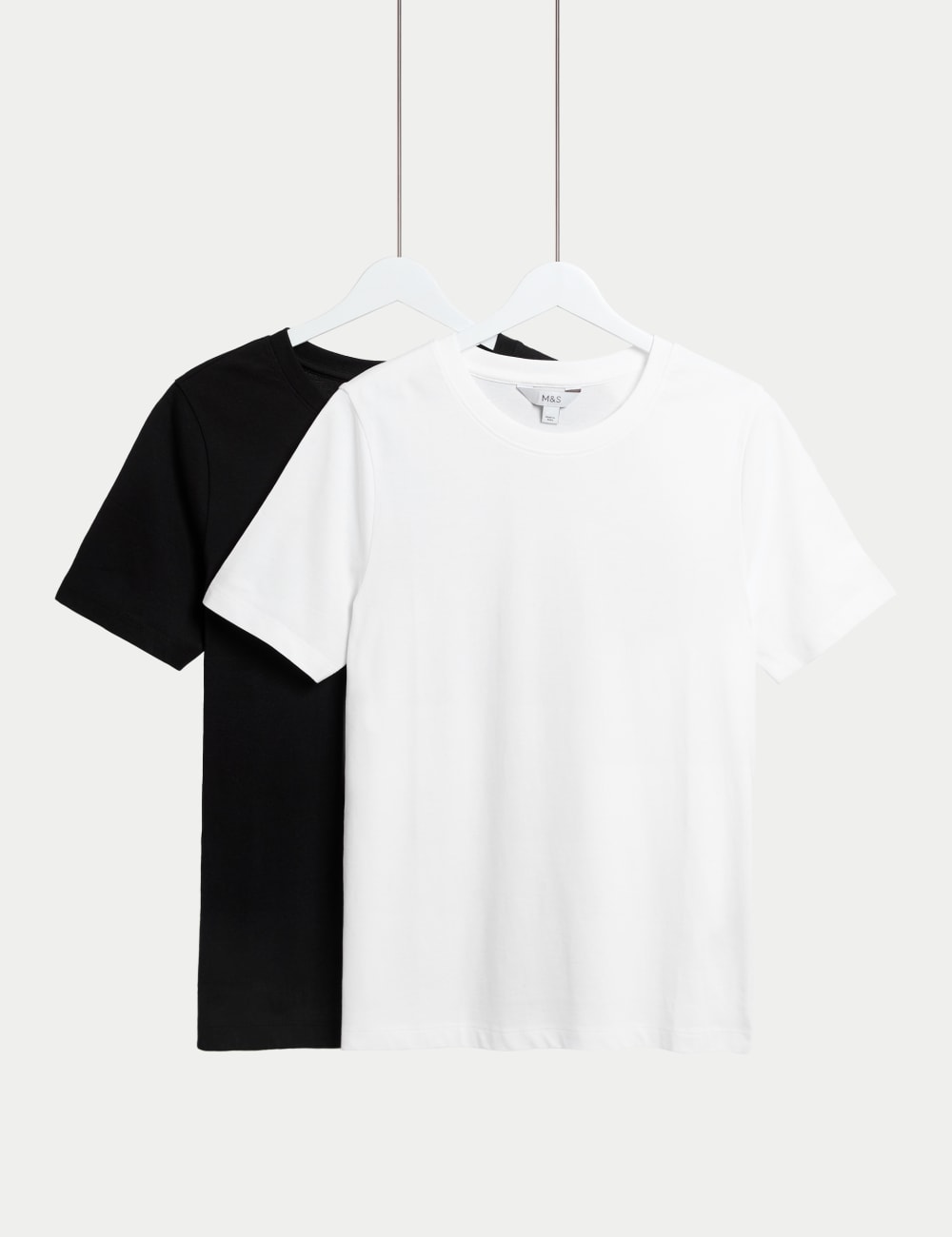 

Футболка из чистого хлопка, 2 шт. Marks & Spencer, черный/белый
