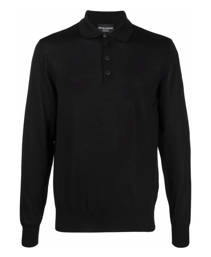 

Шерстяная рубашка поло Emporio Armani, черный