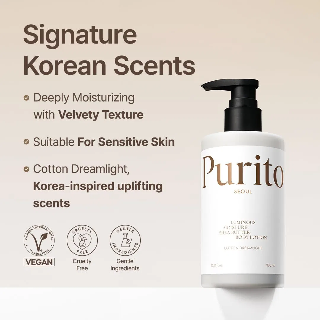 Лосьон для тела PURITO Luminous Moisture Shea Butter с ароматом Cotton Dreamlight, 300 мл — фото 2