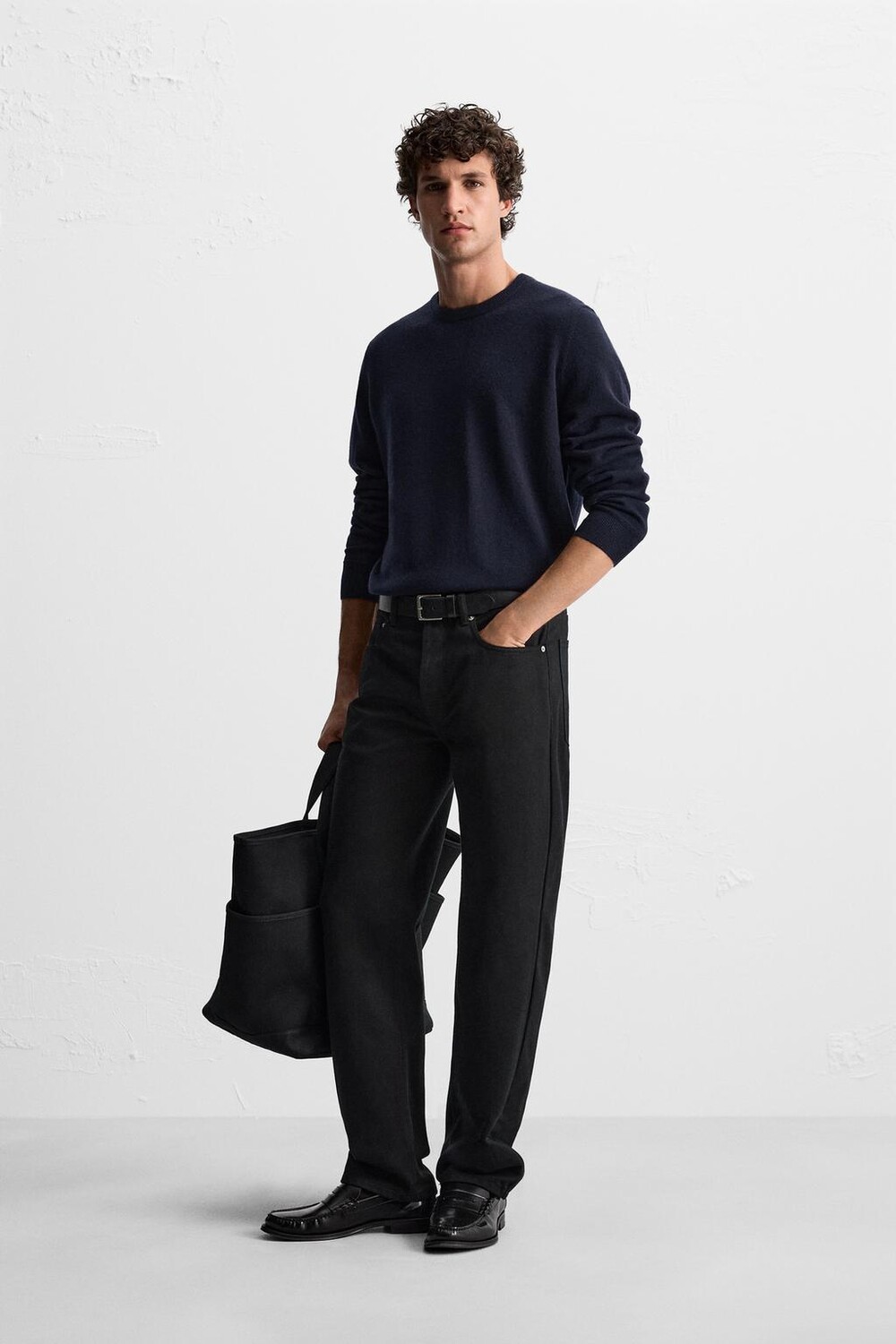 

Свитер из кашемира и шерсти ZARA, темно-синий