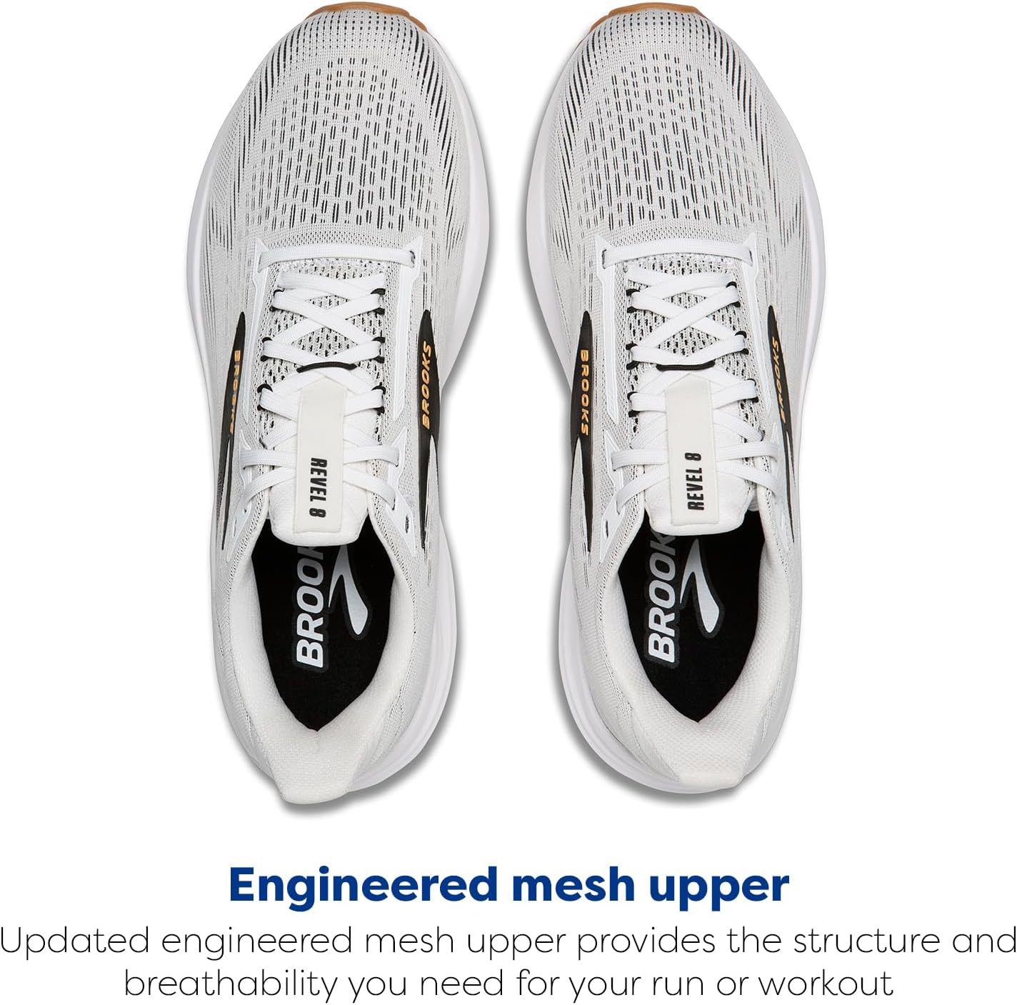 Мужские кроссовки Brooks Revel 8 для бега и ходьбы с нейтральной поддержкой, белый/черный — фото 4
