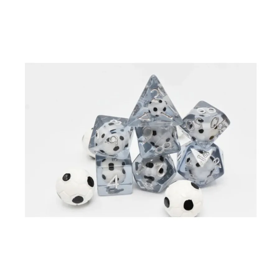 

Набор Poly — футбольный мяч с серебром (7), Dice Sets - Resin/Acrylic - Blue, Green, & Purple (Foam Brain Games)