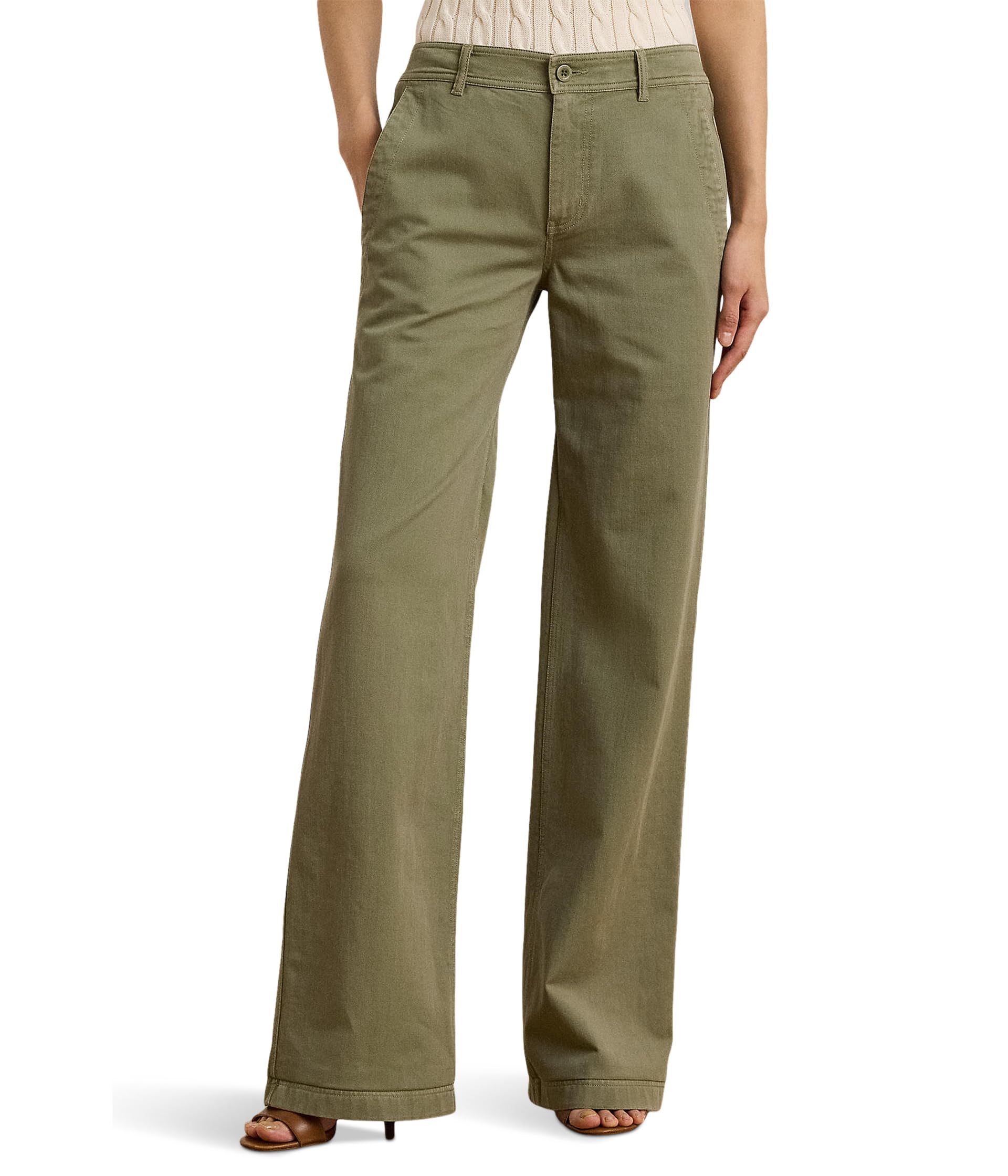

Брюки Lauren Ralph Lauren Cotton Twill Wide Leg Pants, Sage Green