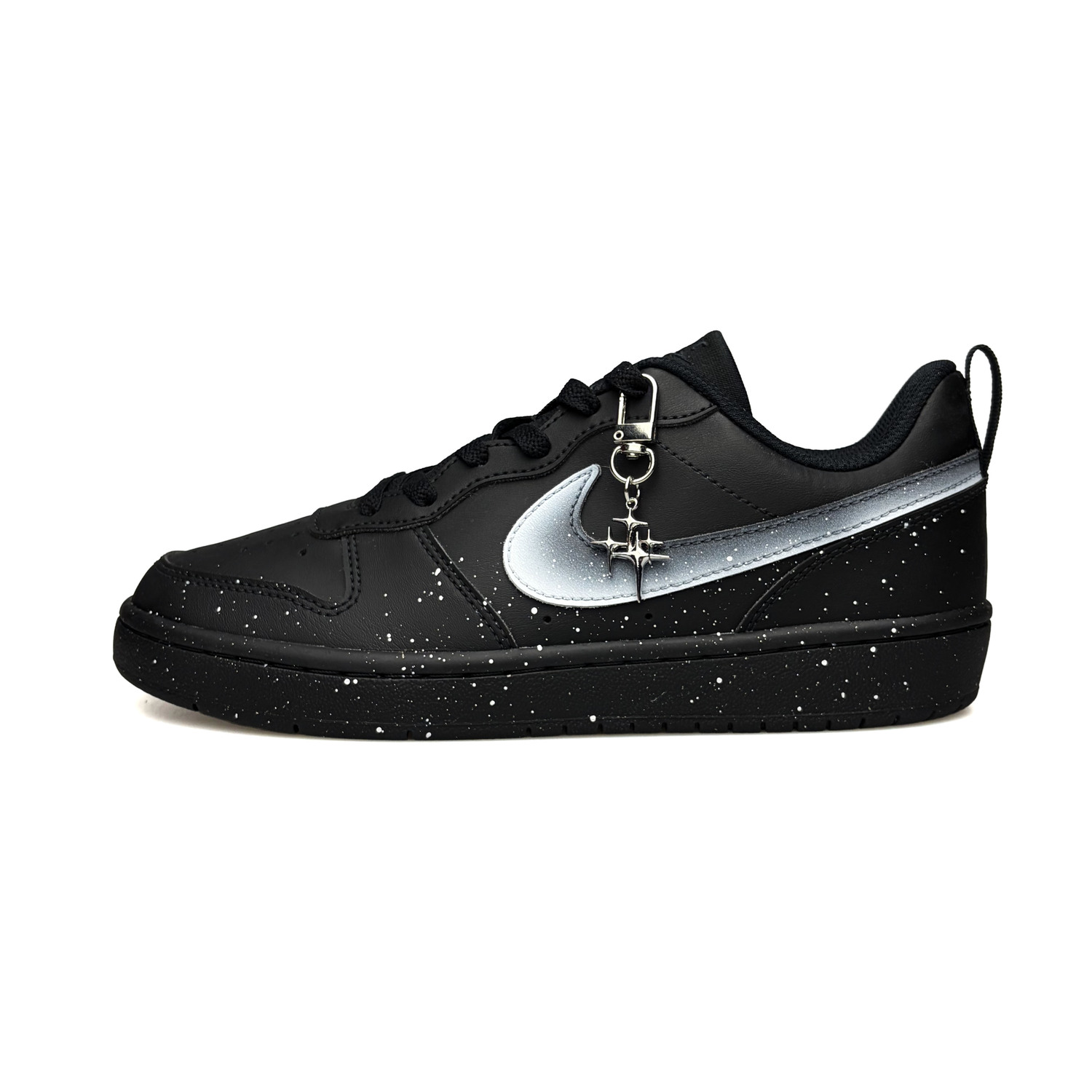 Nike Кроссовки для скейтбординга Court Borough Starry Night Slip Resistant Abrasion Resistant Low top для детей, черно-белые, унисекс — фото 3