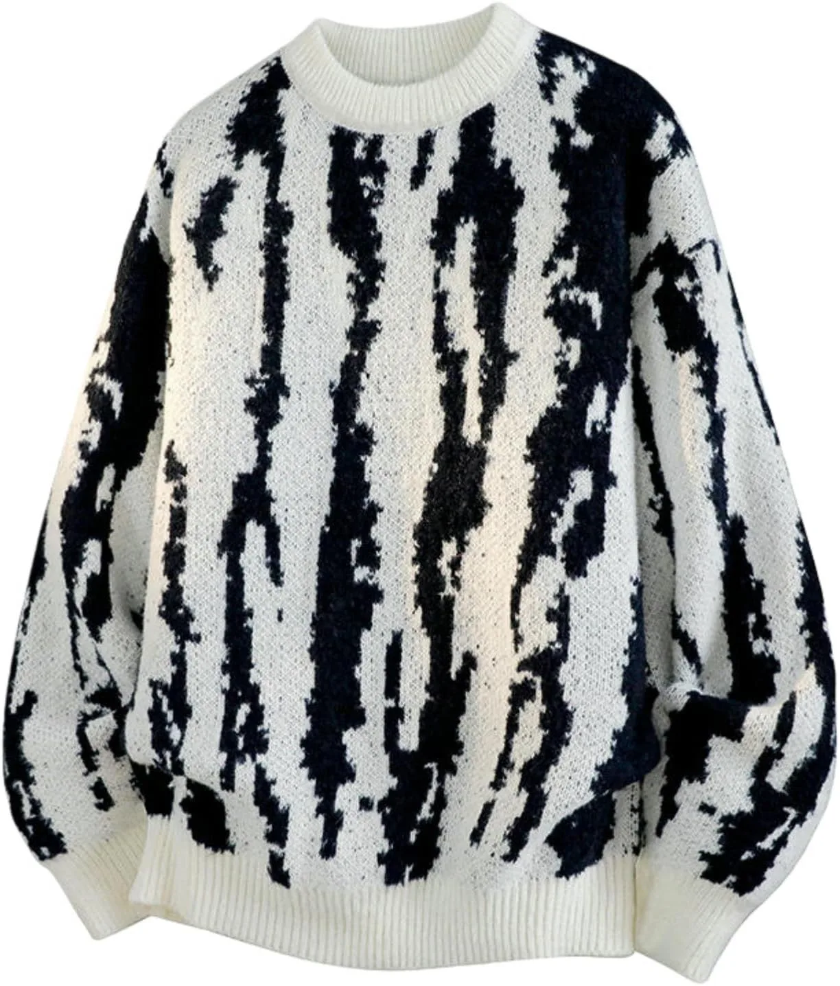 

Мужской теплый свитер с вертикальными полосами и круглым вырезом FOLKFOLD