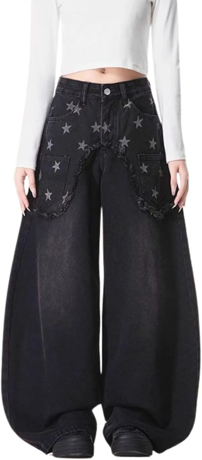 

Брюки-багги джинсы для женщин и мужчин, высокие с расклешенным кроем Lafaguw