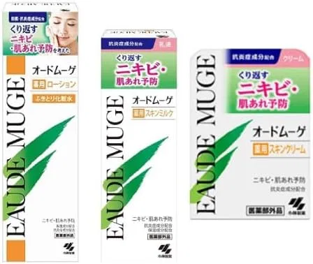 Набор лосьон, молочко и крем для лица Kobayashi Pharmaceutical Eau De Muge, 160 мл + 100 г + 40 г