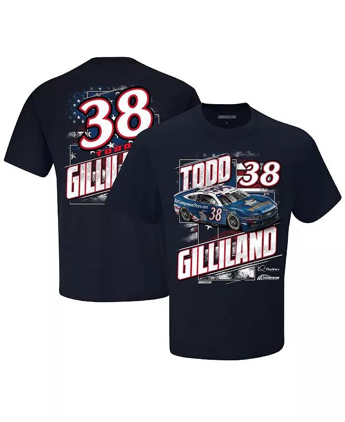 

Мужская темно-синяя футболка с патриотическим автомобилем Todd Gilliland Quincy Compressors Checkered Flag Sports, синий