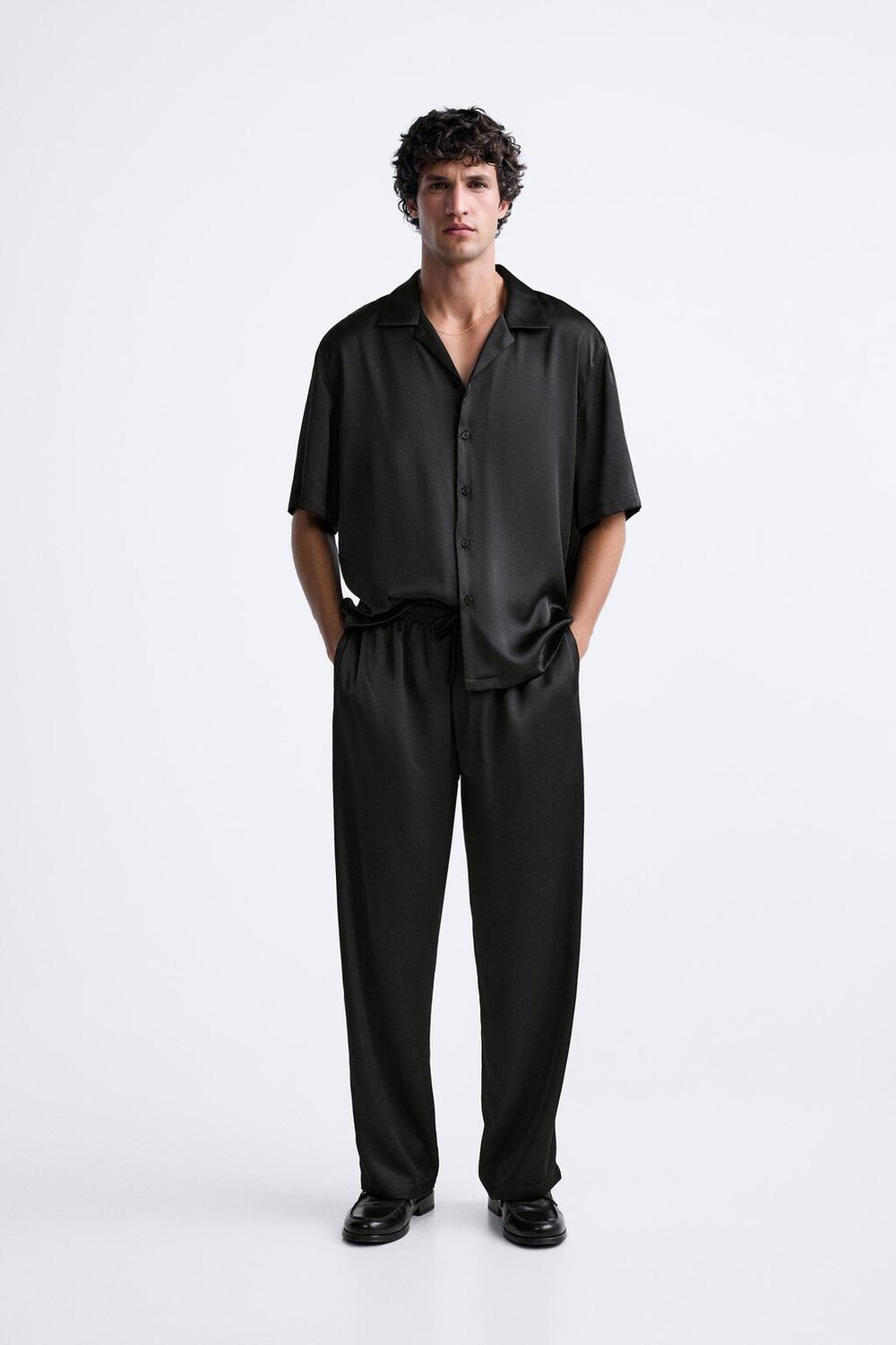 

Атласные брюки ZARA, черный