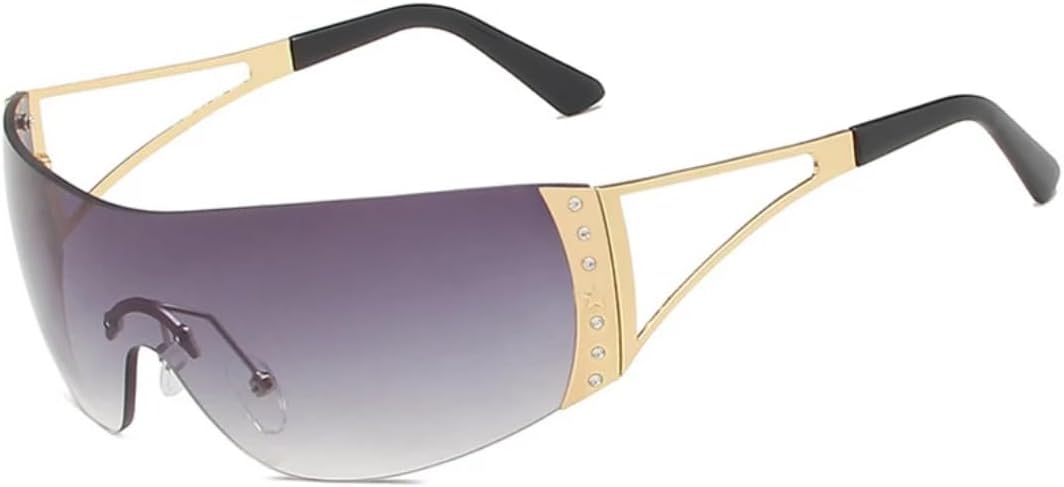 

Винтажные безободковые металлические цельные женские солнцезащитные очки, модные мужские очки для активного отдыха и путешествий, женские очки с защитой от УФ-излучения UV400 VRTRFFTR, Gold Gradient Gray