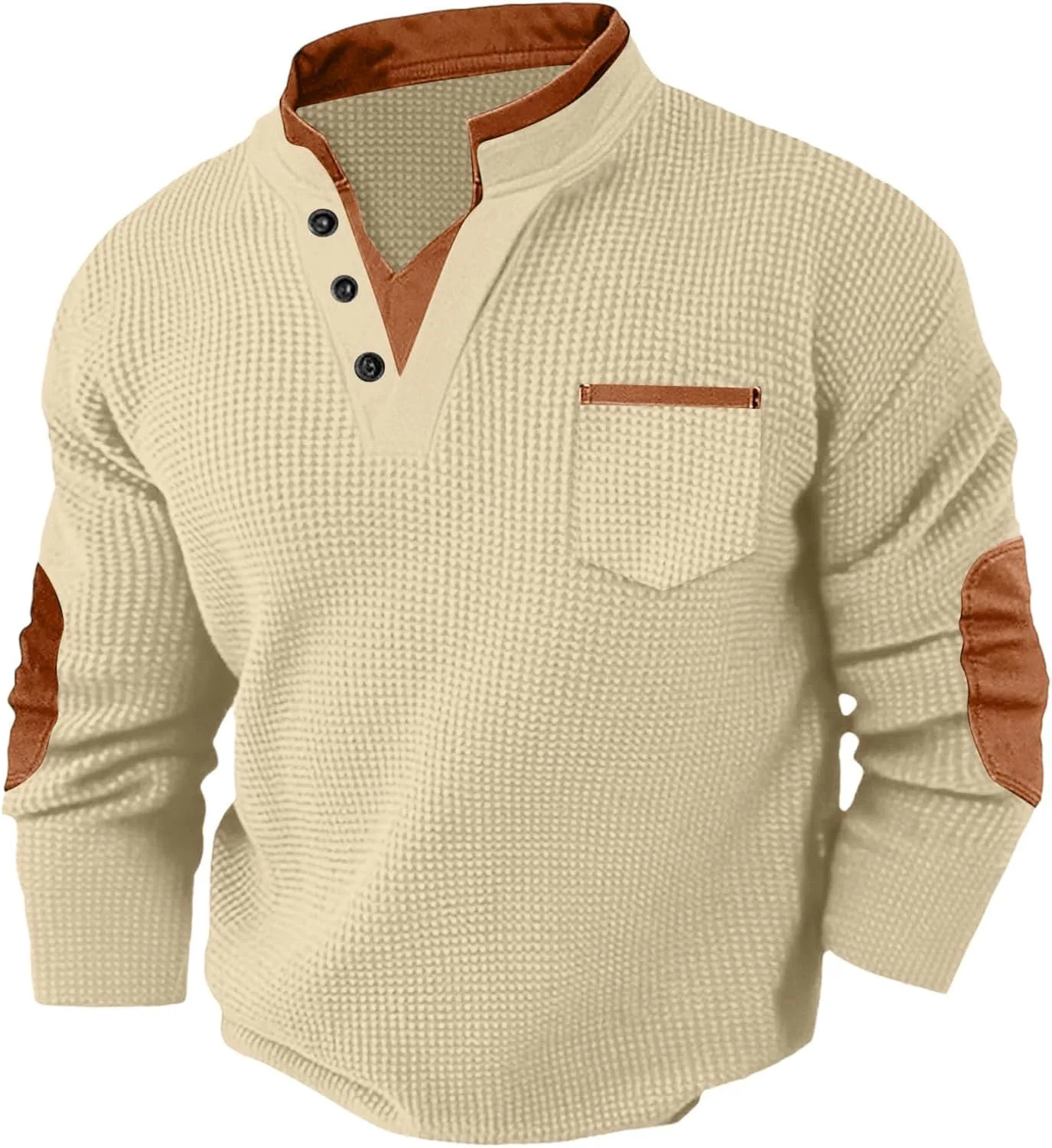 

Мужской вязаный худи с пуговицами и заплатками на локтях Floleo