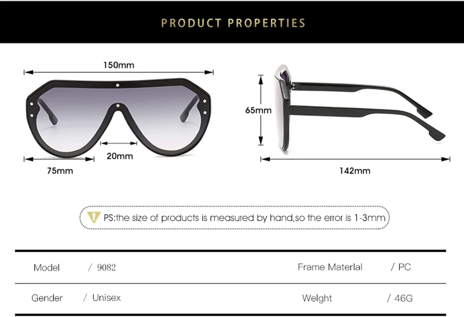 

Солнцезащитные очки большого размера 2027 года для мужчин и женщин, для отдыха на природе, пляжа и других мероприятий (Цвет: F, Размер: Средний) MTZJH, One Color