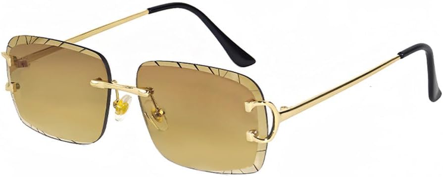 

Квадратные солнцезащитные очки без оправы для мужчин, солнцезащитные очки в стиле панк для женщин, маленькие очки без оправы с градиентным покрытием, защита от УФ-излучения UV400 WNCKSQ, C05 Gold Brown