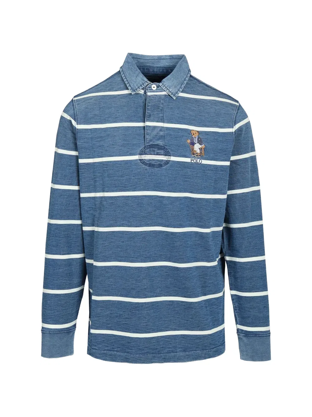 Полосатая рубашка поло с изображением медведя поло Polo Ralph Lauren, синий