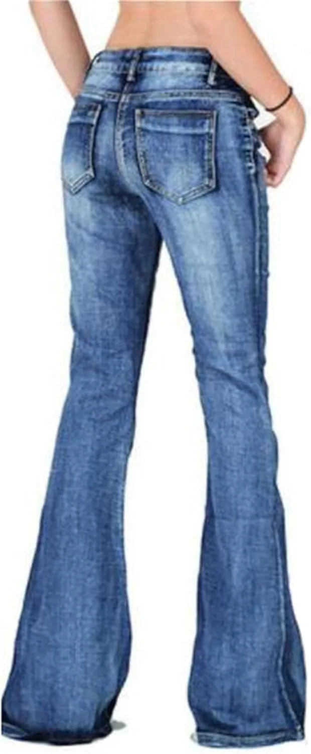 Andongnywell женские джинсы с высокой талией, расклешенные, широкие, bootcut