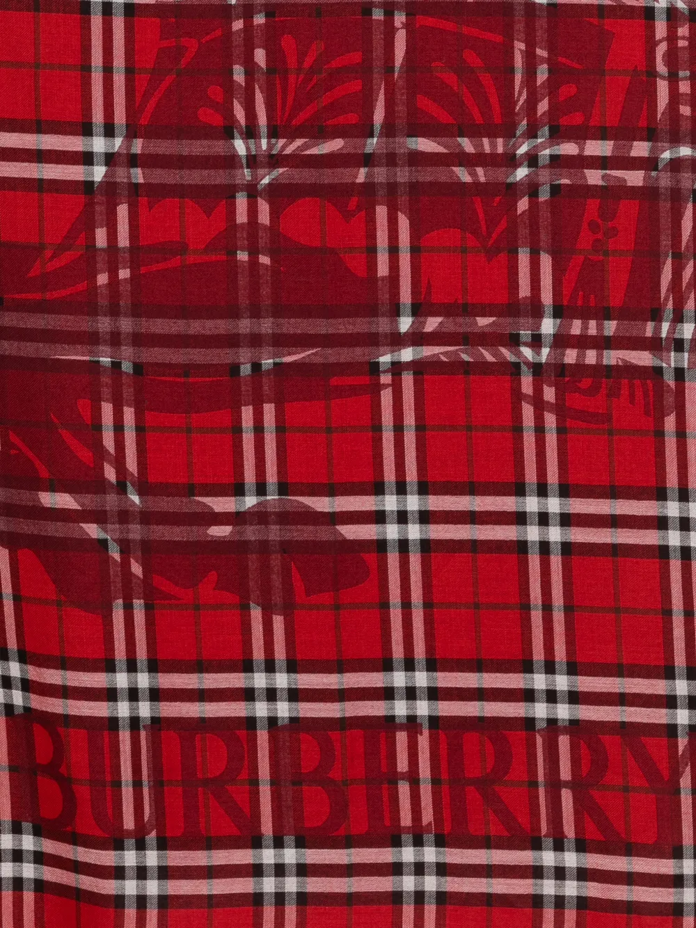 Шарф в клетку с бахромой Burberry, красный — фото 2