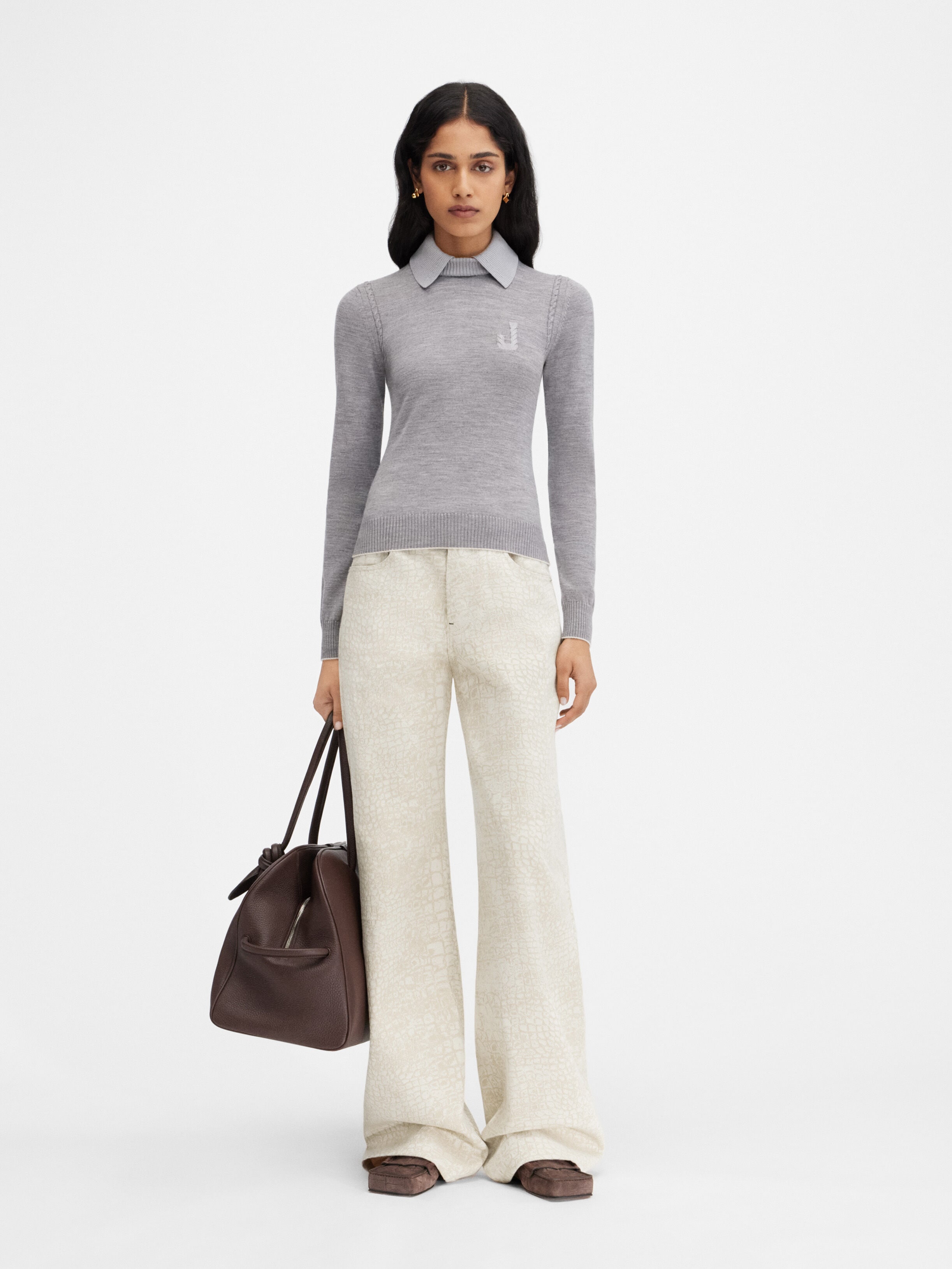 

Трикотажное поло с логотипом "J" JACQUEMUS The Tricot knit, серый