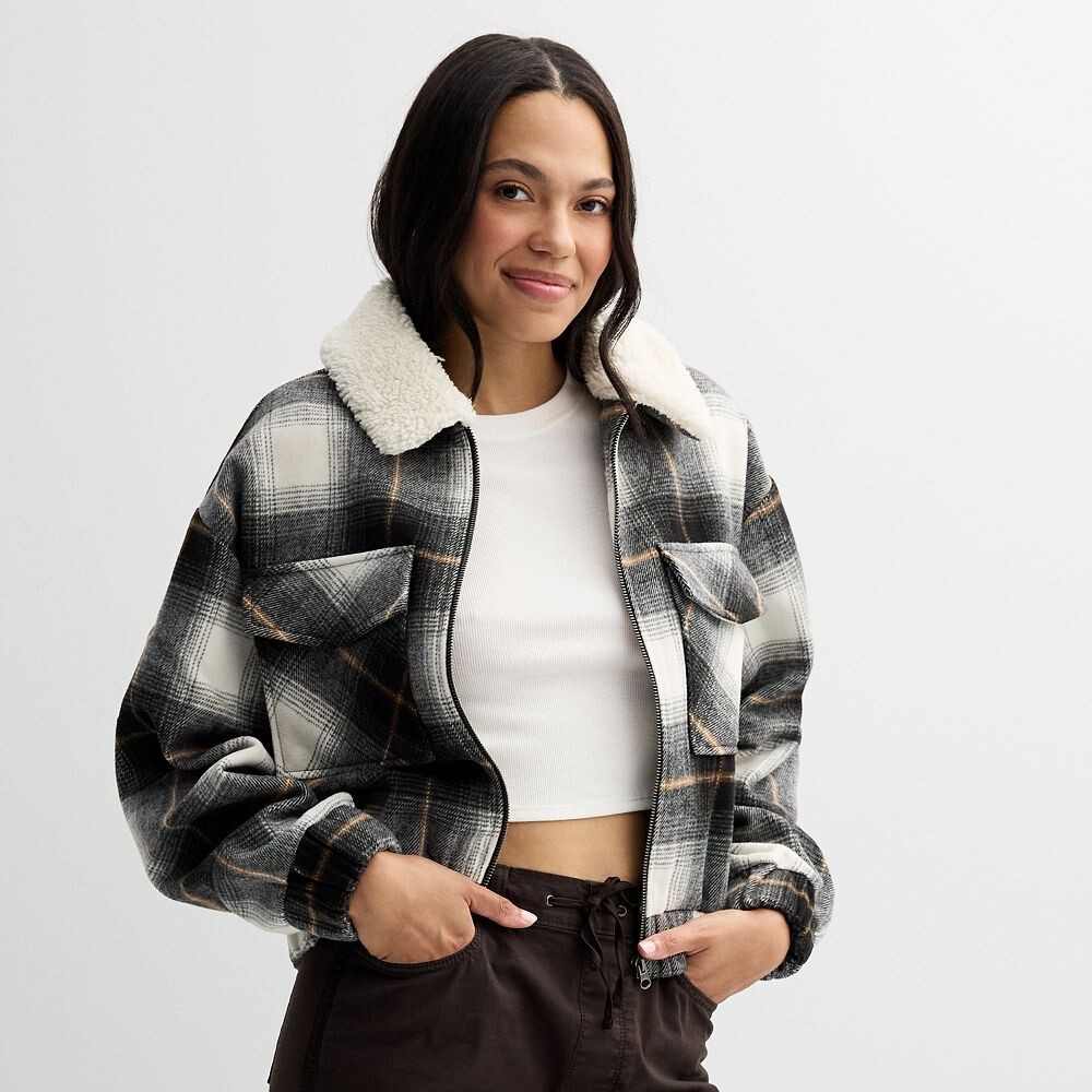 

Клетчатый бомбер для юниоров SO, цвет Black Plaid
