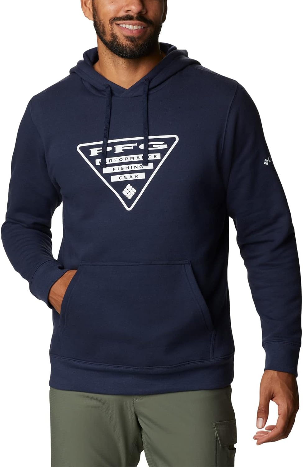 

Толстовка Columbia mens Pfg Triangle II Hoodie, Collegiate Navy/White