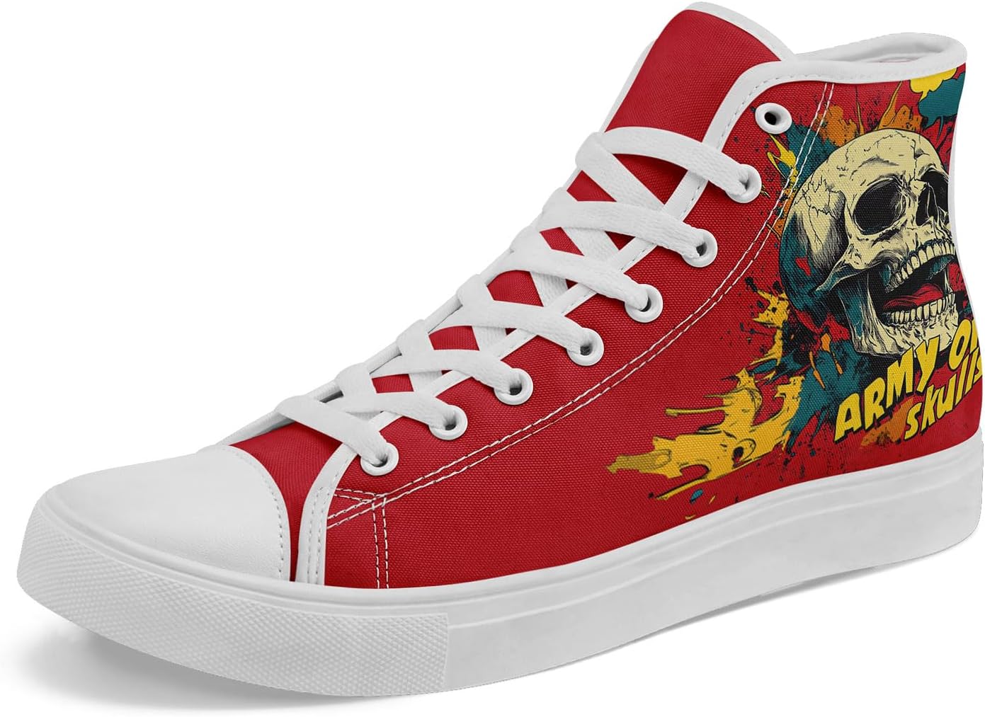 

Унисекс высокие кеды с готическим черепом для мужчин и женщин, стильные панк-кеды с изображением черепа, удобная повседневная обувь на плоской подошве Awsole, белый/синий/желтый/бежевый
