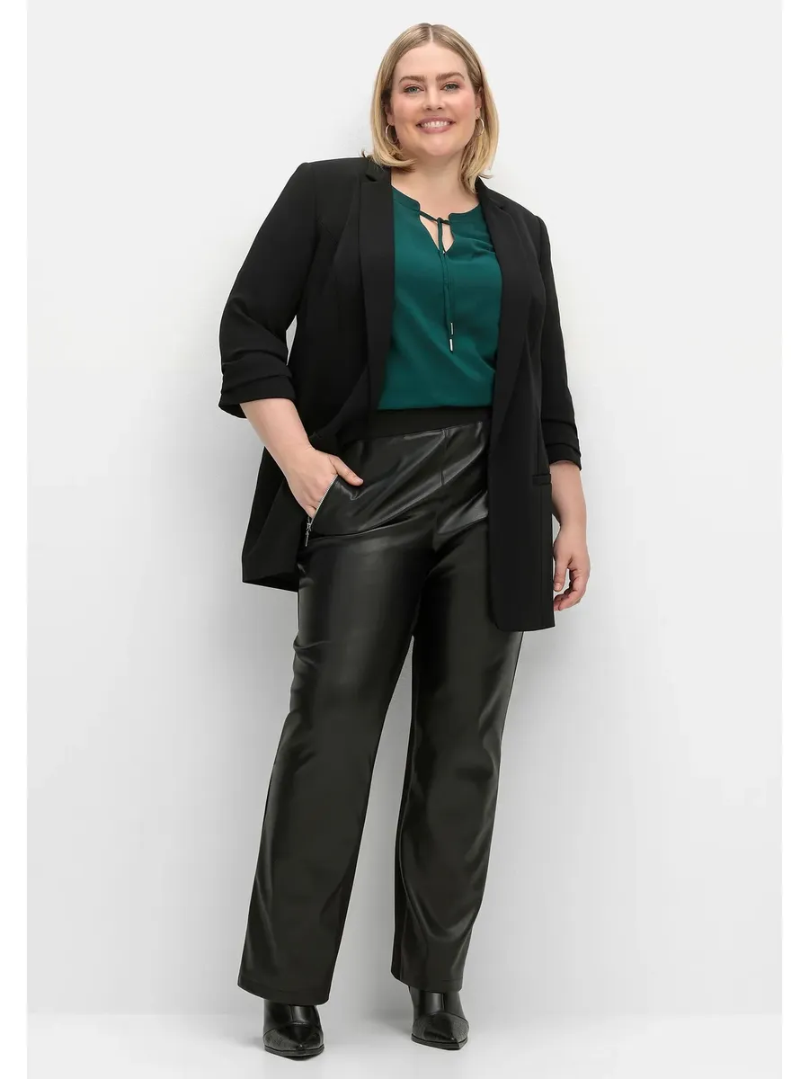 

Брюки без застежек Sheego "большие размеры", с эластичным поясом, вид спереди под кожу, черный