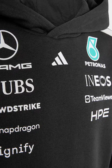 Худи детское с капюшоном Mercedes Adidas Performance, черный — фото 4
